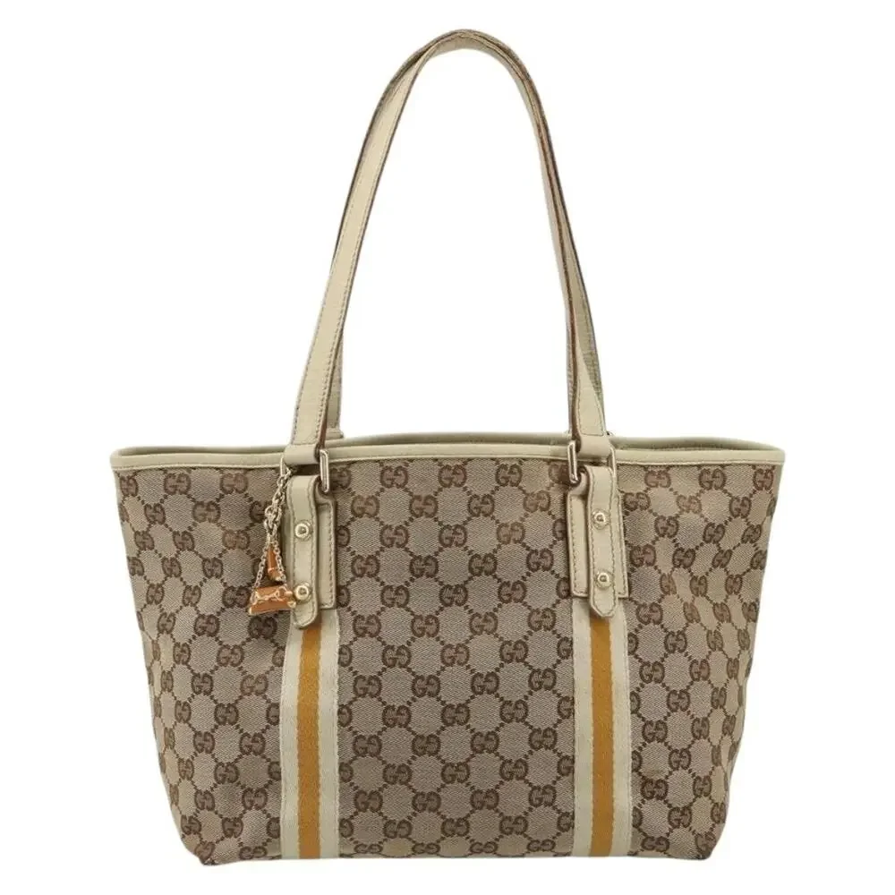 Gucci GG Canvas Web Tote Beige